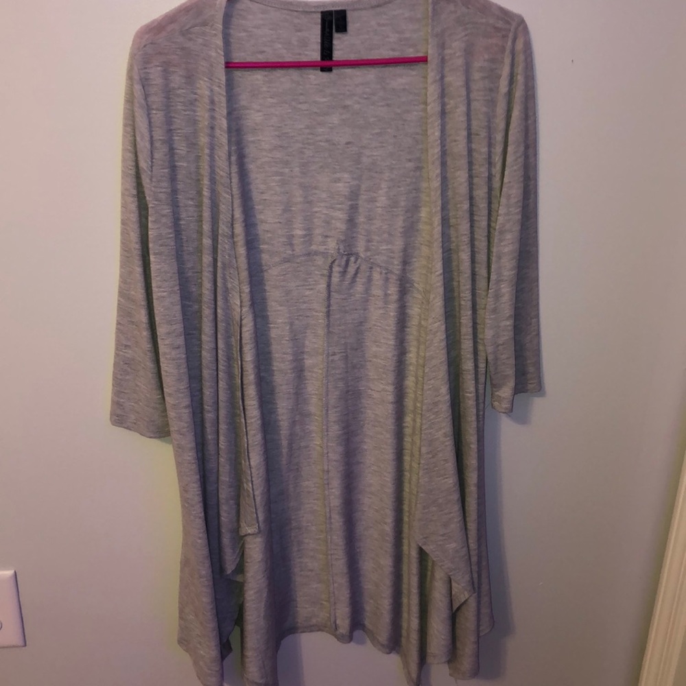 light gray cardigan